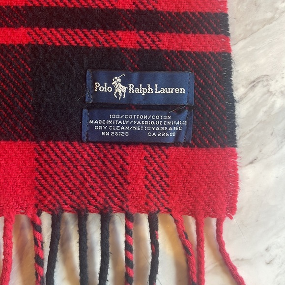 Ralph Lauren Red & Black Plaid Scarf - Picture 3 of 3